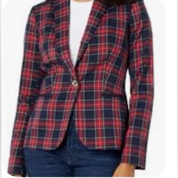 Tommy Hilfiger Women’s Plaid Blazer/Jacket Multicolor Size 8 NWOT - Picture 1 of 16